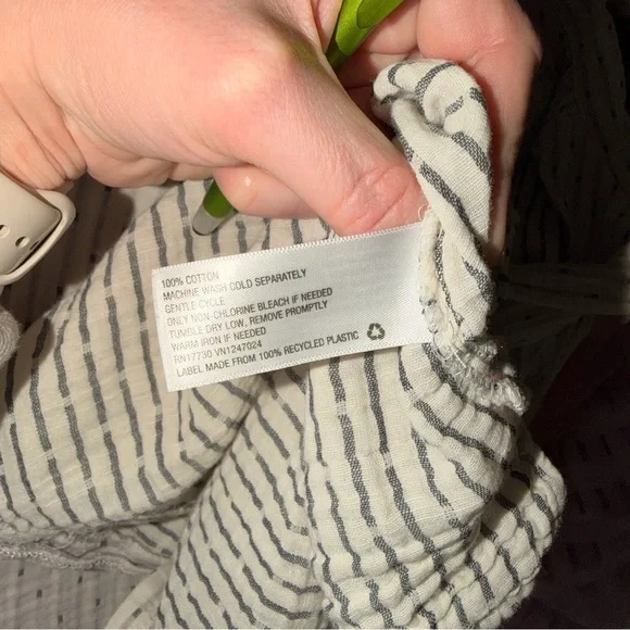 Goodfellow & Co Men's Cream and Blue Striped Shirt - Picture 5 of 5